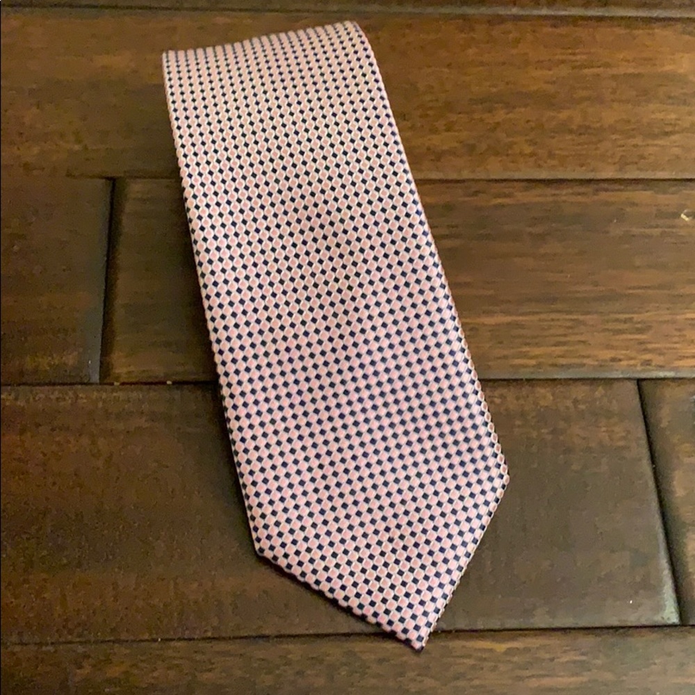 Nautica Pink Dot on Navy Blue Silk Tie
